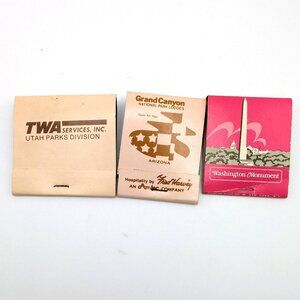 Three Vintage National Park Matchbooks Grand Canyon Washington Monument